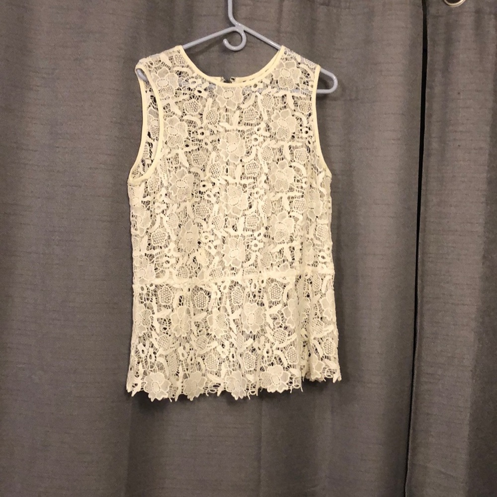 Lace layover tank top with zipper